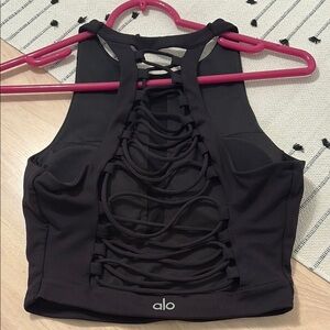 ALO Yoga Black Strappy Crop Top